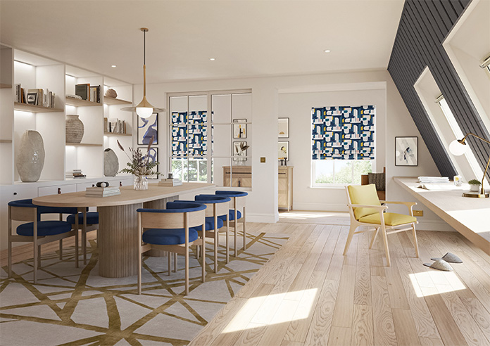 Archways, Navy - Roman Blind - Image 6